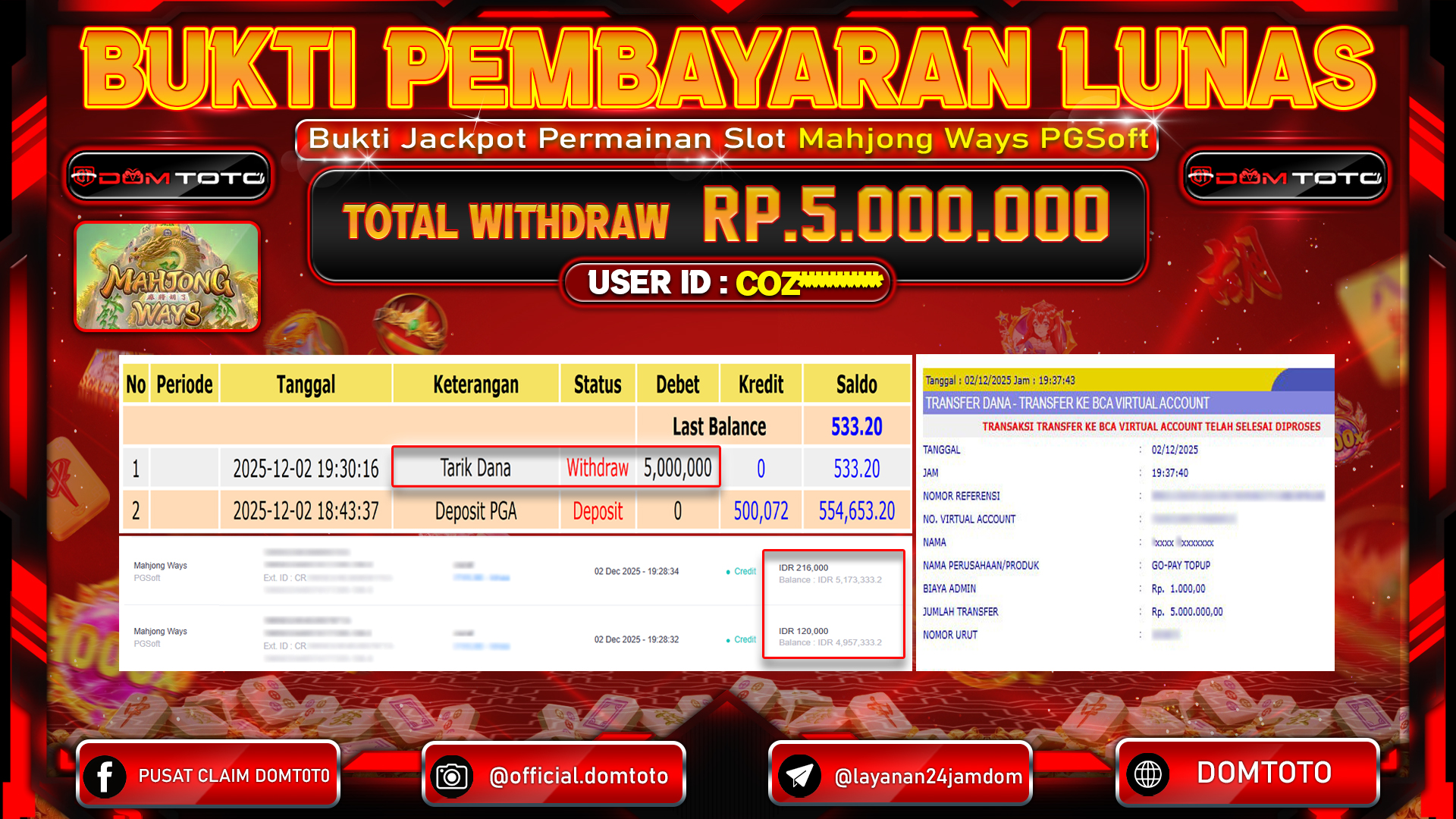 JACKPOT  SLOT Mahjong Ways PGSoft 02 DECEMBER 2025